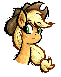 Size: 270x337 | Tagged: safe, artist:daze, derpibooru import, applejack, earth pony, pony, g4, bust, digital art, female, image, mare, pixel art, pixel-crisp art, png, simple background, solo, transparent background