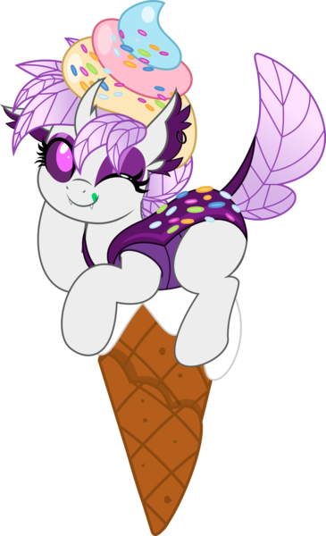 Size: 3042x5000 | Tagged: safe, artist:jhayarr23, derpibooru import, oc, oc:elytra, unofficial characters only, changedling, changeling, changedling oc, changeling oc, food, ice cream, ice cream cone, image, png, simple background, transparent background