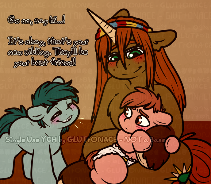 Size: 2000x1745 | Tagged: safe, artist:sexygoatgod, derpibooru import, oc, oc:little bud, unofficial characters only, pony, unicorn, age regression, baby, baby pony, commission, female, foal, horn, image, introduction, mare, png, transformation, wip, ych sketch, younger, your character here