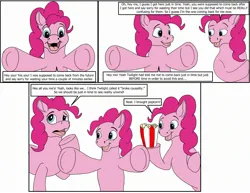 Size: 2495x1928 | Tagged: safe, artist:termyotter, derpibooru import, pinkie pie, pony, atg 2024, food, fourth wall, image, jpeg, newbie artist training grounds, popcorn, self paradox, self ponidox