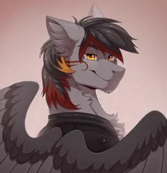 Size: 3245x3365 | Tagged: oc name needed, safe, artist:shchavel, derpibooru import, oc, unofficial characters only, pegasus, bust, image, looking at you, pegasus oc, png, portrait, simple background, smiling, smiling at you, wings