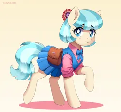 Size: 2018x1867 | Tagged: safe, artist:vinilyart, derpibooru import, coco pommel, earth pony, pony, bag, bowtie, clothes, dress, image, jpeg, saddle bag, solo