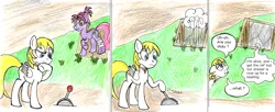 Size: 1900x775 | Tagged: safe, artist:fleximusprime, derpibooru import, oc, earth pony, pegasus, atg 2024, earth pony oc, image, newbie artist training grounds, png, traditional art, trap (device), wings