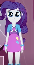 Size: 490x936 | Tagged: safe, artist:qbert2kcat, derpibooru import, rarity, equestria girls, g4, boots, clothes, clothes swap, image, jacket, jpeg, pinkie pie's skirt, shirt, shoes, skirt, solo, vest