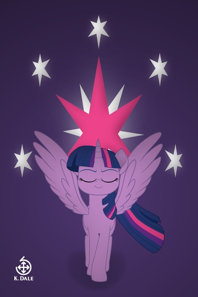 Size: 2000x3000 | Tagged: safe, artist:k. dale, derpibooru import, twilight sparkle, twilight sparkle (alicorn), alicorn, pony, confident, cutie mark, eyes closed, folded wings, image, jpeg, movie accurate, simple background, smug, solo, wings