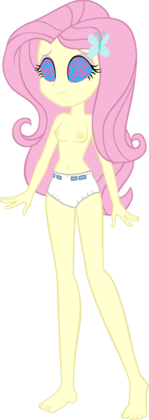 Size: 550x1548 | Tagged: questionable, artist:invisibleink, artist:tylerajohnson352, derpibooru import, fluttershy, human, equestria girls, g4, brainwashed, brainwashing, breasts, cute, diaper, hypnosis, hypnotized, image, nipples, non-baby in diaper, nudity, png, simple background, swirly eyes, transparent background