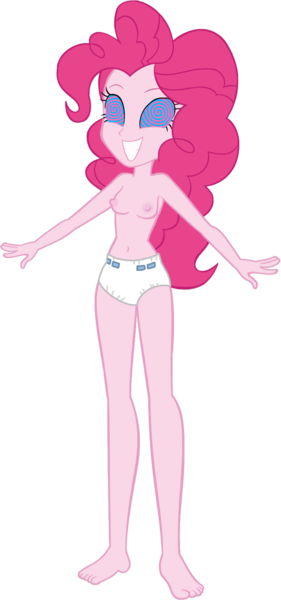 Size: 756x1617 | Tagged: questionable, artist:invisibleink, artist:tylerajohnson352, derpibooru import, pinkie pie, human, equestria girls, g4, brainwashed, brainwashing, breasts, cute, diaper, hypnosis, hypnotized, image, nipples, non-baby in diaper, nudity, png, simple background, swirly eyes, transparent background