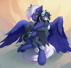 Size: 1200x1144 | Tagged: safe, artist:margony, derpibooru import, oc, unofficial characters only, pegasus, pony, butt, duo, female, image, jpeg, male, pegasus oc, plot, straight, wings