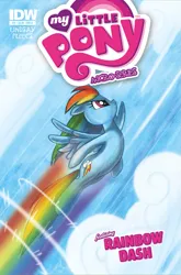 Size: 2063x3131 | Tagged: safe, artist:amy mebberson, derpibooru import, idw, official, rainbow dash, pegasus, pony, g4, 2012, cloud, comic, comic cover, cover, cover art, female, flying, image, mare, micro-series #2, my little pony logo, my little pony micro-series, png, signature, sky, spread wings, variant cover, wings