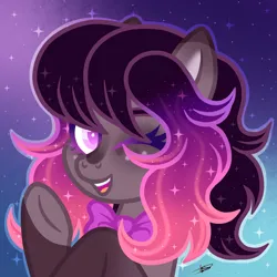 Size: 3000x3000 | Tagged: safe, artist:princessmoonsilver, derpibooru import, oc, unofficial characters only, earth pony, pony, ethereal mane, galaxy mane, image, jpeg, one eye closed, solo, wink