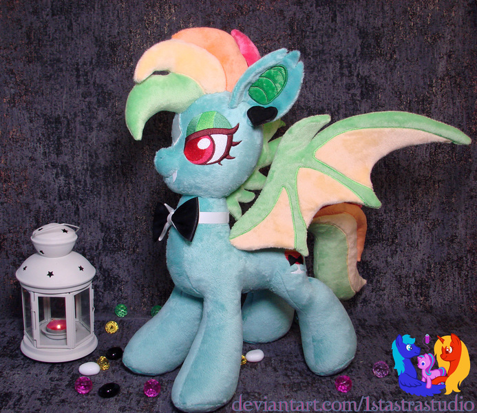 Size: 2662x2304 | Tagged: safe, artist:1stastrastudio, derpibooru import, oc, oc:kokomo, bat pony, pony, bowtie, female, image, irl, jpeg, mare, photo, plushie, solo