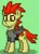 Size: 339x473 | Tagged: safe, artist:blackblade360, derpibooru import, oc, oc:blaze, unofficial characters only, earth pony, pony, fallout equestria, pony town, armor, ashes town, digital art, earth pony oc, fallout, green background, green coat, image, male, mohawk, orange mane, orange tail, pixel art, png, raider, simple background, stallion, stallion oc, tail, yellow eyes