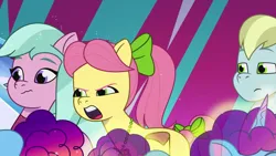 Size: 1280x720 | Tagged: safe, derpibooru import, screencap, posey (g5), g5, my little pony: tell your tale, spoiler:g5, spoiler:my little pony: tell your tale, spoiler:tyts02e15, clapboard snap, dahlia, emotional rollercoaster, image, misty brightdawn, png, shadow misty