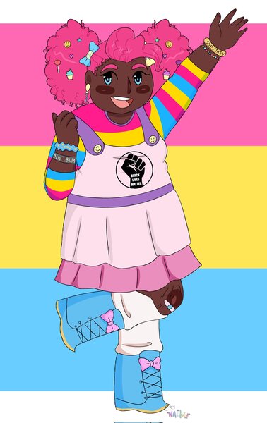 Size: 1290x2048 | Tagged: safe, artist:crynaibu, ponerpics import, ponybooru import, pinkie pie, human, blackwashing, humanized, image, jpeg, pride flag, pride month, solo