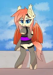 Size: 2480x3508 | Tagged: safe, artist:keupoz, derpibooru import, oc, oc:peach lace, bat pony, bat pony oc, bat wings, clothes, commission, eyeshadow, image, licking, makeup, png, tongue out, wings