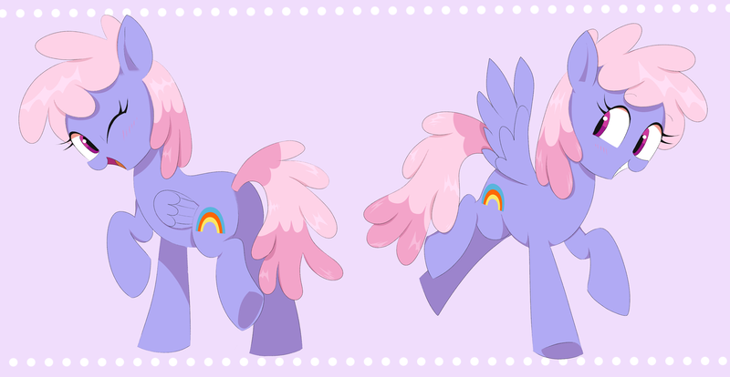 Size: 3293x1705 | Tagged: safe, artist:spoonie, derpibooru import, rainbowshine, pegasus, pony, butt, female, image, looking at you, mare, one eye closed, png, simple background, solo, wink, winking at you