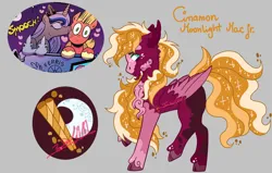 Size: 2893x1837 | Tagged: safe, artist:terralilith, derpibooru import, idw, big macintosh, princess luna, oc, oc:cinnamon moonlight mac jr., alicorn, earth pony, pegasus, pony, g4, beard, chest fluff, ethereal mane, facial hair, female, gray background, image, kiss on the cheek, kissing, male, mare, offspring, parent:big macintosh, parent:princess luna, parents:lunamac, pegasus oc, png, ship:lunamac, shipping, simple background, solo, stallion, starry mane, straight, unshorn fetlocks, wings