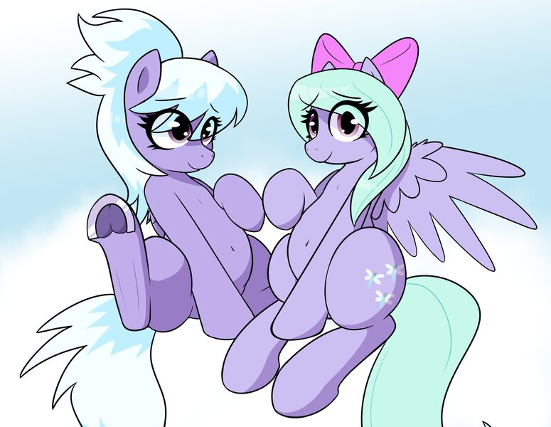 Size: 4096x3172 | Tagged: safe, artist:dowa, cloudchaser, flitter, pony, female, image, jpeg, mare