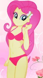 Size: 1267x2259 | Tagged: suggestive, artist:rosasmitt, derpibooru import, fluttershy, equestria girls, g4, bikini, clothes, image, png, swimsuit