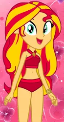 Size: 2143x4096 | Tagged: suggestive, artist:rosasmitt, derpibooru import, sunset shimmer, equestria girls, g4, bikini, clothes, image, png, sunset shimmer's beach shorts swimsuit, swimsuit