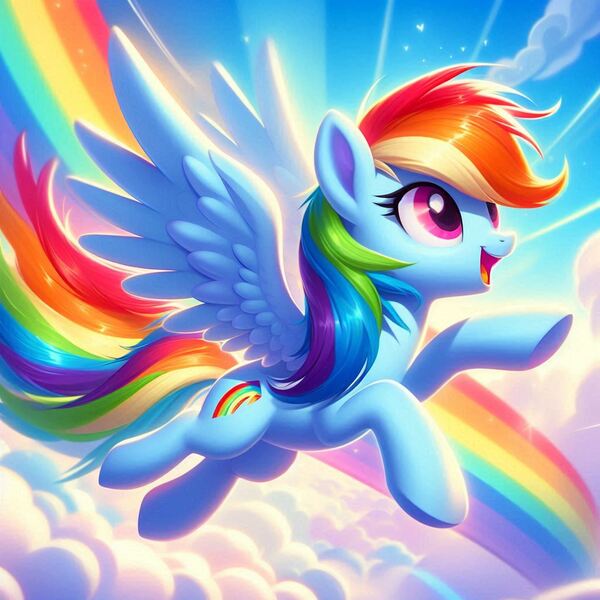 Size: 1024x1024 | Tagged: safe, ai content, derpibooru import, machine learning generated, rainbow dash, pegasus, pony, g4, image, jpeg, wrong cutie mark