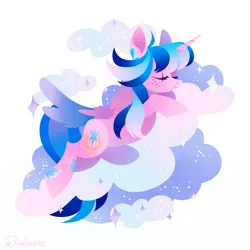 Size: 3000x3000 | Tagged: safe, artist:neonishe, derpibooru import, oc, oc:neon star, unofficial characters only, alicorn, pony, cloud, cute, image, png, sleeping, solo