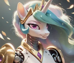 Size: 1024x878 | Tagged: safe, ai content, derpibooru import, machine learning generated, stable diffusion, princess celestia, anthro, robot, generator:pony diffusion v6 xl, image, png, prompter:teonanakatle, solo