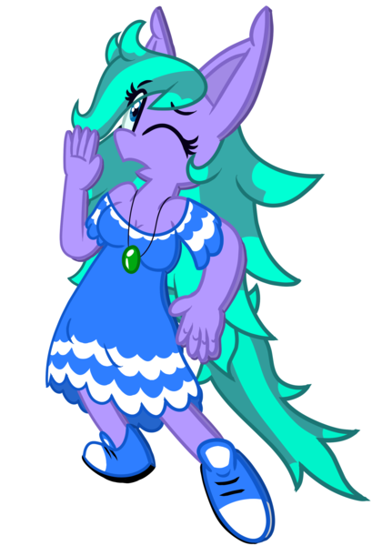 Size: 1730x2474 | Tagged: safe, artist:silvaqular, derpibooru import, oc, oc:cyanette, anthro, earth pony, blue eyes, cartoon physics, clothes, dress, earth pony oc, flattened, flattening, frown, image, jewelry, long dress, multicolored hair, multicolored mane, necklace, paralyzed, png, shoes, slammed, squashed, squished