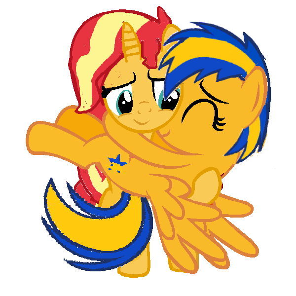 Size: 600x600 | Tagged: safe, artist:mlpfan3991, derpibooru import, sunset shimmer, oc, oc:flare spark, pegasus, unicorn, g4, base used, canon x oc, female, horn, image, lesbian, png, ship:flareset, shipping, simple background, transparent background