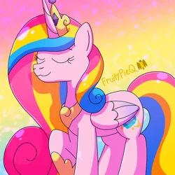 Size: 1000x1000 | Tagged: safe, artist:fruiitypieq, derpibooru import, princess cadance, alicorn, g4, alternate mane color, alternate tail color, female, image, mouthpiece, pansexual, pansexual pride flag, png, politics, pride, pride flag, solo