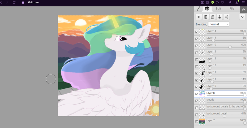 Size: 1693x882 | Tagged: safe, artist:minecake, derpibooru import, princess celestia, alicorn, pony, balcony, female, image, large wings, looking at you, looking back, looking back at you, magic, mare, mountain, png, solo, sun work, sunrise, wings