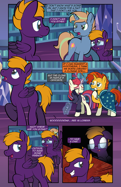 Size: 1920x2948 | Tagged: safe, artist:alexdti, derpibooru import, moondancer, sunburst, oc, oc:brainstorm (alexdti), oc:dark purple, oc:purple creativity, pony, comic:quest for friendship retold, crying, female, image, library, male, png, r63 paradox, tears of pain, twilight's castle, twilight's castle library