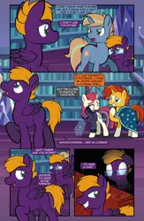 Size: 1920x2948 | Tagged: safe, artist:alexdti, derpibooru import, moondancer, sunburst, oc, oc:brainstorm (alexdti), oc:dark purple, oc:purple creativity, pony, comic:quest for friendship retold, crying, female, image, library, male, png, r63 paradox, tears of pain, twilight's castle, twilight's castle library