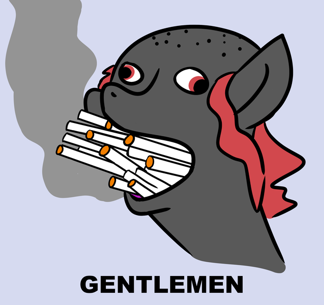 Size: 2445x2302 | Tagged: safe, derpibooru import, oc, oc:zippers, unofficial characters only, earth pony, pony, bald, cig, cigarette smoke, cute, female, gentlemen, image, mare, meme, mentlegen, png, simple background, smoke, smoking, solo, team fortress 2, text