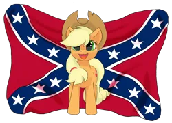 Size: 966x695 | Tagged: safe, artist:appulman, ponerpics import, applejack, confederate flag, image, png