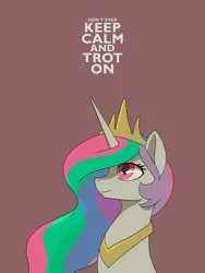 Size: 1200x1600 | Tagged: safe, artist:darkdoomer, ponerpics import, princess celestia, alicorn, bust, image, minimalist, modern art, png, portrait, poster, propaganda, simple background, solo