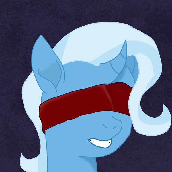 Size: 2000x2000 | Tagged: safe, artist:crimsonenjoyer, derpibooru import, trixie, pony, unicorn, big ears, blindfold, bust, curved horn, female, horn, image, krita, mare, png