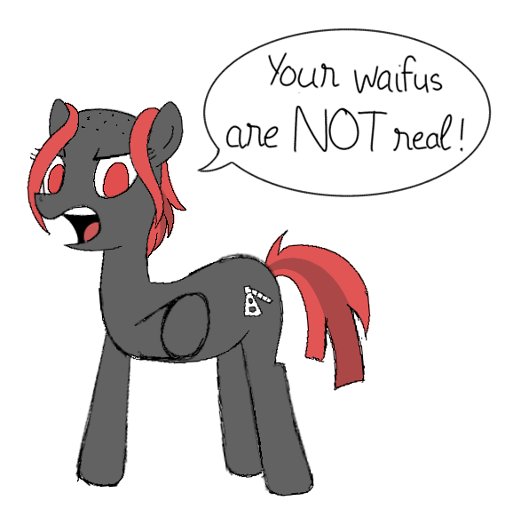 Size: 569x591 | Tagged: safe, derpibooru import, oc, oc:zippers, pony, bald, dialogue, female, image, mare, op is a duck, png, pointing, solo, solo female