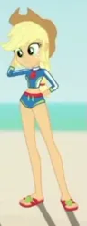 Size: 219x570 | Tagged: safe, derpibooru import, edit, edited screencap, screencap, applejack, human, aww... baby turtles, equestria girls, equestria girls series, applejack's beach shorts swimsuit, applejack's hat, clothes, cowboy hat, cropped, female, g4, hat, image, my little pony equestria girls: better together, png, sandals, solo focus, swimsuit