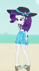 Size: 262x483 | Tagged: safe, derpibooru import, edit, edited screencap, screencap, rarity, human, aww... baby turtles, equestria girls, equestria girls series, clothes, cropped, g4, hat, image, my little pony equestria girls: better together, pigeon toed, png, rarity's blue sarong, rarity's purple bikini, solo focus, sun hat, swimsuit