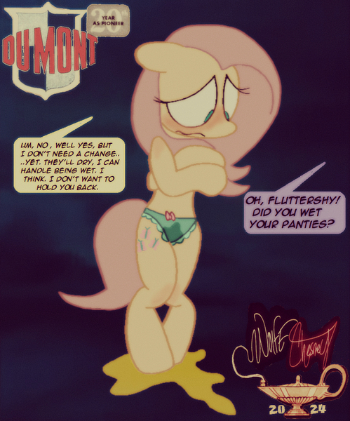 Size: 792x952 | Tagged: questionable, artist:dumont pictures, derpibooru import, fluttershy, pegasus, pony, accident, blushing, clothes, desperation, embarrassed, fetish, g4, humiliation, image, jpeg, need to pee, omorashi, panties, pee fetish, pee on the floor, peeing in panties, peeing on the floor, pissing, potty emergency, potty time, solo, standing, standing on two hooves, underwear, urine, wet, wet panties, wetting