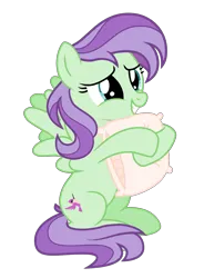 Size: 2121x2881 | Tagged: safe, artist:moonlightthegriffon, derpibooru import, edit, violet twirl, pegasus, pony, base used, female, friendship student, hug, image, mare, pillow, pillow hug, png, simple background, smiling, solo, spread wings, transparent background, wings