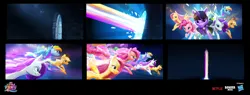 Size: 3053x1161 | Tagged: safe, artist:alvaro ramirez, derpibooru import, applejack, fluttershy, pinkie pie, rainbow dash, rarity, twilight sparkle, twilight sparkle (alicorn), alicorn, earth pony, pegasus, pony, unicorn, g5, my little pony: a new generation, spoiler:my little pony: a new generation, concept art, female, horn, image, jpeg, mane six, rainbow