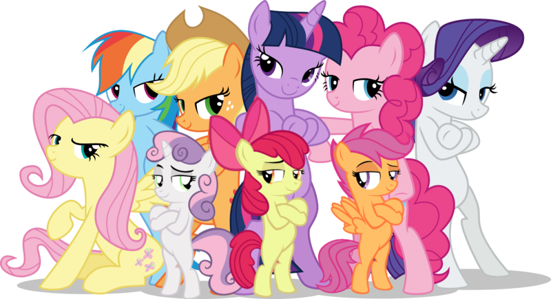 Size: 4811x2615 | Tagged: safe, artist:kuren247, artist:terrebonnerobbi, derpibooru import, apple bloom, applejack, fluttershy, pinkie pie, rainbow dash, rarity, scootaloo, sweetie belle, twilight sparkle, twilight sparkle (alicorn), alicorn, earth pony, pegasus, unicorn, female, fresh princess and friends' poses, fresh princess of friendship, g4, horn, image, mane six, png, simple background, transparent background