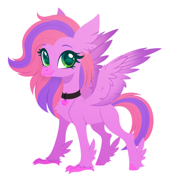 Size: 2820x2835 | Tagged: safe, artist:belka-sempai, derpibooru import, oc, oc:lilac, unofficial characters only, classical hippogriff, hippogriff, commission, female, g4, heart necklace, image, jewelry, necklace, png, simple background, smiling, solo, spread wings, transparent background, wings, ych result