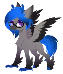Size: 2277x2675 | Tagged: safe, artist:belka-sempai, derpibooru import, oc, oc:midnight wave, unofficial characters only, classical hippogriff, hippogriff, classical hippogriffied, commission, g4, hippogriffied, image, male, png, simple background, smiling, solo, species swap, transparent background, ych result