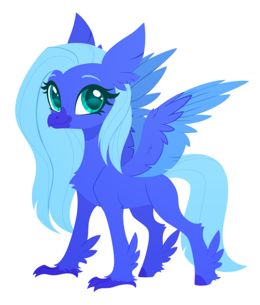 Size: 2420x2835 | Tagged: safe, artist:belka-sempai, derpibooru import, oc, oc:water wings, unofficial characters only, classical hippogriff, hippogriff, classical hippogriffied, commission, female, g4, hippogriffied, image, png, simple background, smiling, solo, species swap, transparent background, ych result