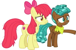 Size: 4514x3000 | Tagged: safe, artist:cloudy glow, derpibooru import, apple bloom, spur, earth pony, pegasus, .ai available, apple bloom's bow, bow, duo, duo female, female, g4, hair bow, image, png, simple background, transparent background, vector