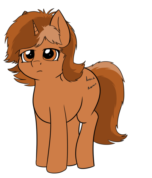 Size: 1027x1206 | Tagged: safe, artist:appledash, derpibooru import, oc, oc:sign, pony, unicorn, female, frown, horn, image, mare, newbie artist training grounds, png, simple background, solo, standing, style emulation, transparent background