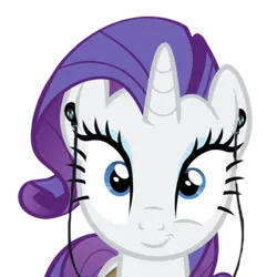 Size: 800x800 | Tagged: safe, derpibooru import, edit, edited screencap, editor:dracoawesomeness, screencap, rarity, unicorn, background removed, earbuds, female, g4, horn, image, listening to music, looking at you, not a vector, png, smiling, solo